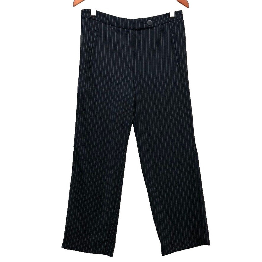 Armani Collezioni Dress Pants Womens 6 Black Pinstripe Straight Business Career